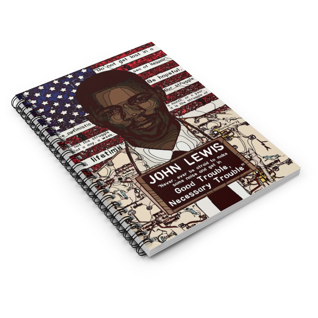 John Lewis Good Trouble Black Lives Matter Illustration Spiral Notebook - Ruled Line