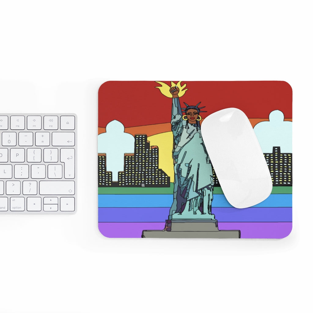 Lady Liberty Rainbow Sunset Landscape BLM Pride Mousepad