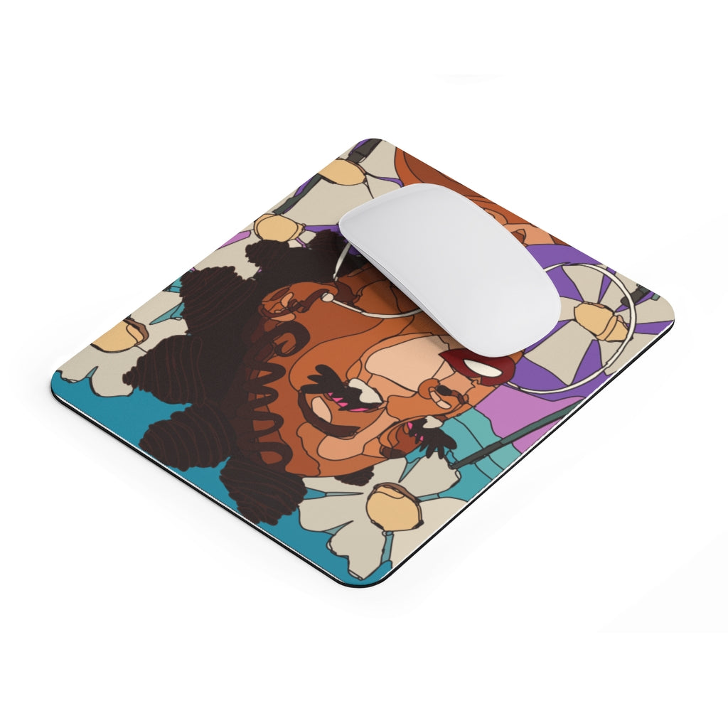 Bantu Knots Pop Art Illustration Mousepad