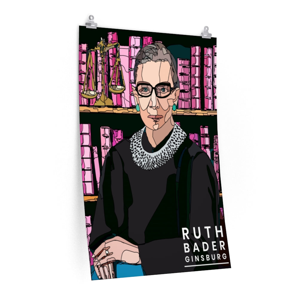 SCOTUS Ruth Bader Ginsburg with Scales of Justice, Feminist, Mosaic Pop Art Matte Print Poster