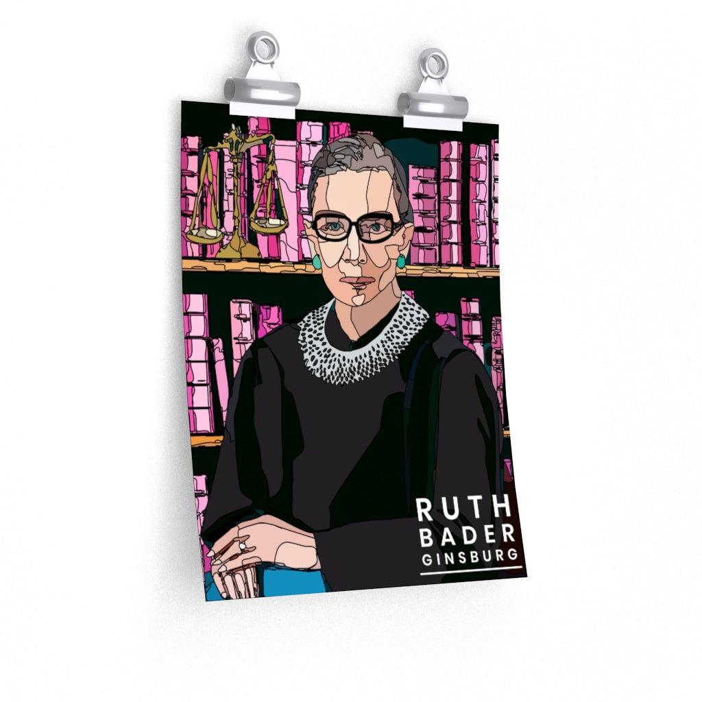 SCOTUS Ruth Bader Ginsburg with Scales of Justice, Feminist, Mosaic Pop Art Matte Print Poster