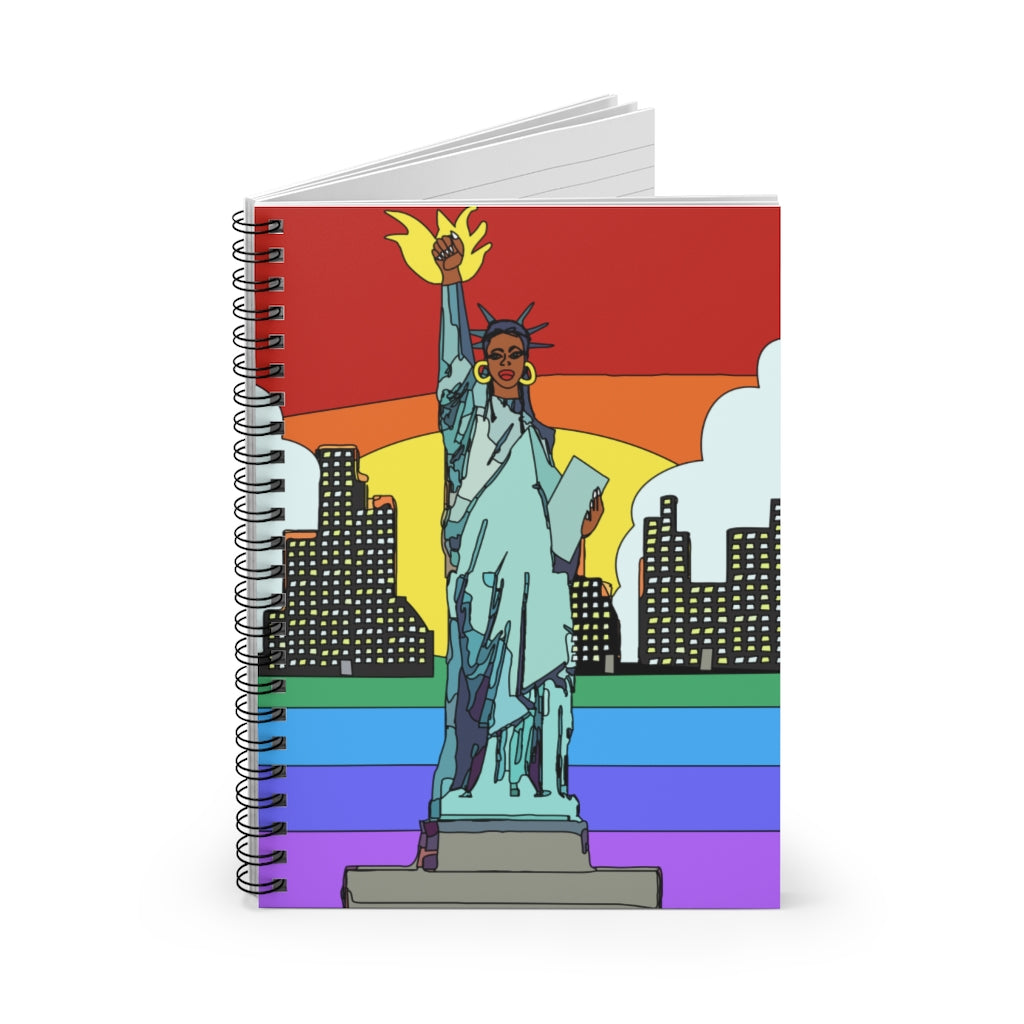 Lady Liberty Rainbow Spiral Notebook - Ruled Line | Black Lives Matter